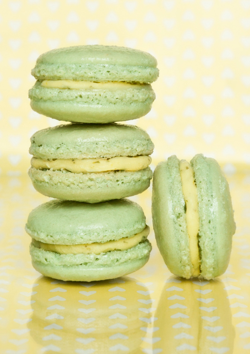 Macarons med lime och mynta