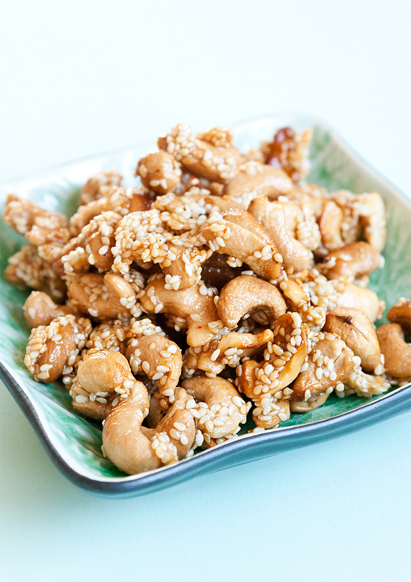Heta cashewnötter med sesamfrön