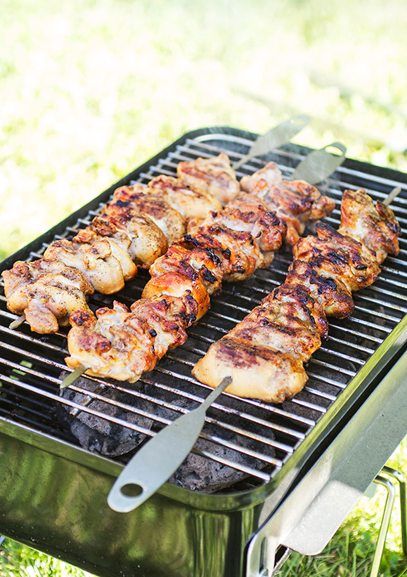 Kycklingspett med honung- och citronglaze